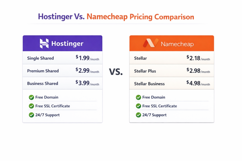 hostinger vs namecheap 2025 hostinger vs namecheap