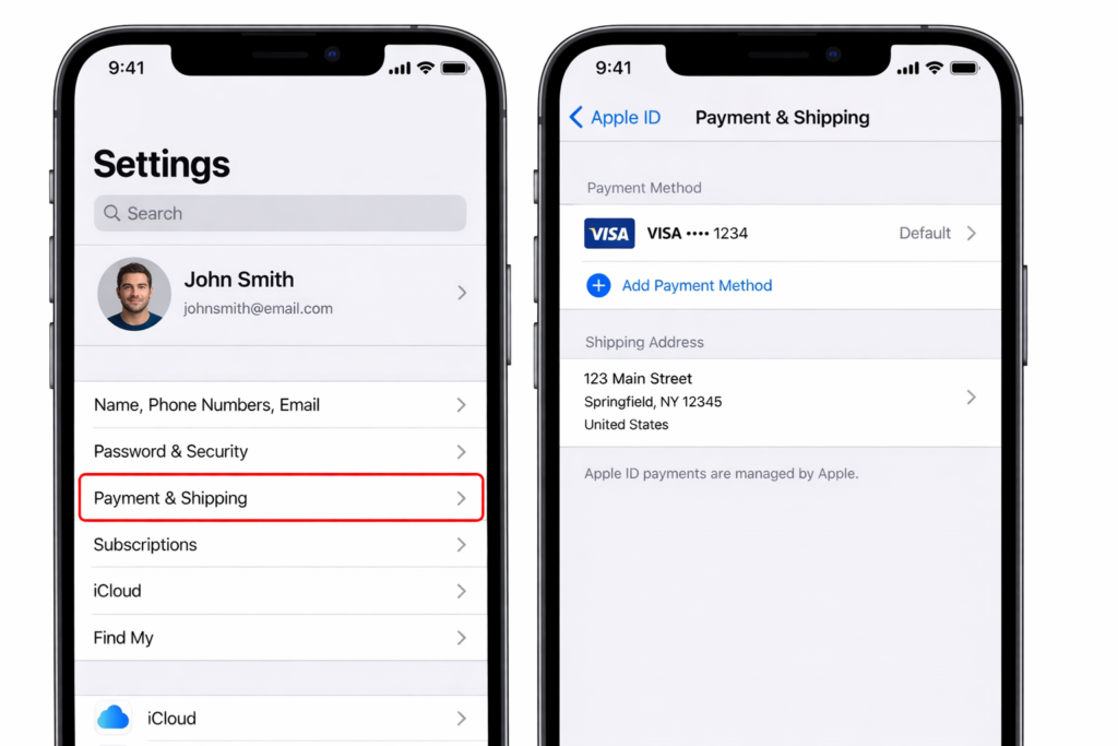 how to see what card is linked to app store