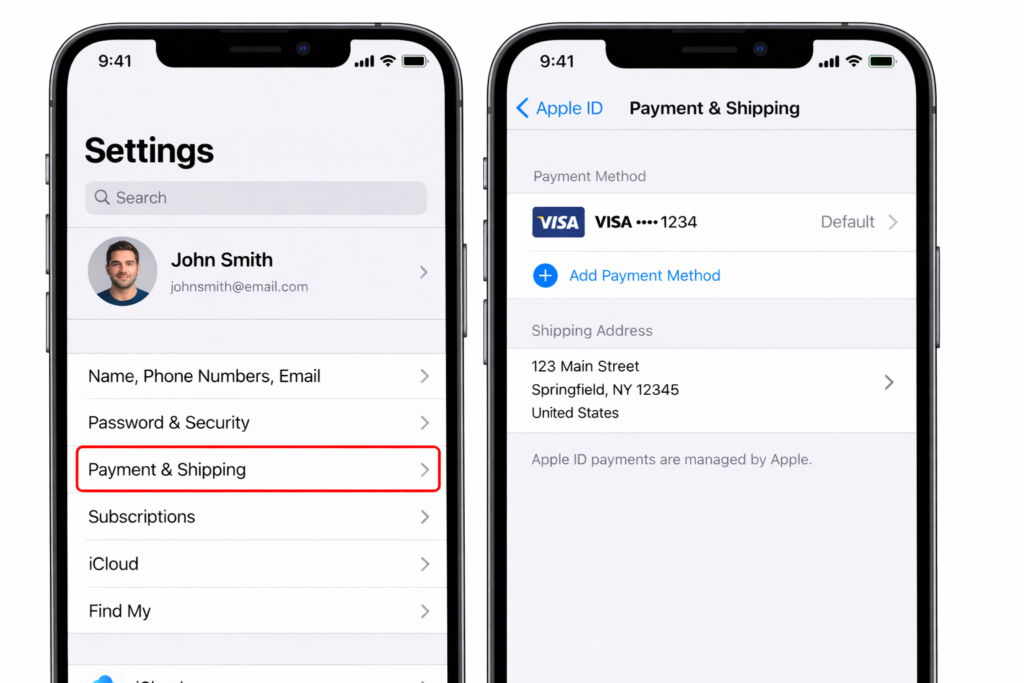 how to see what card is linked to app store