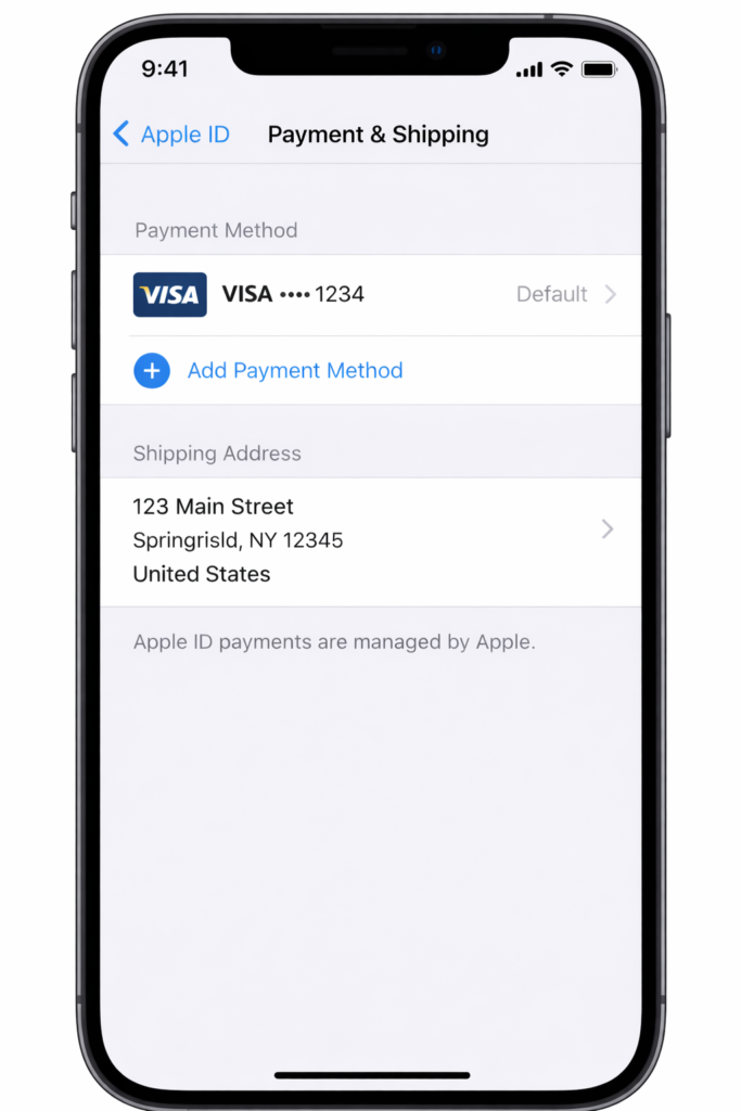 how to see what card is linked to app store